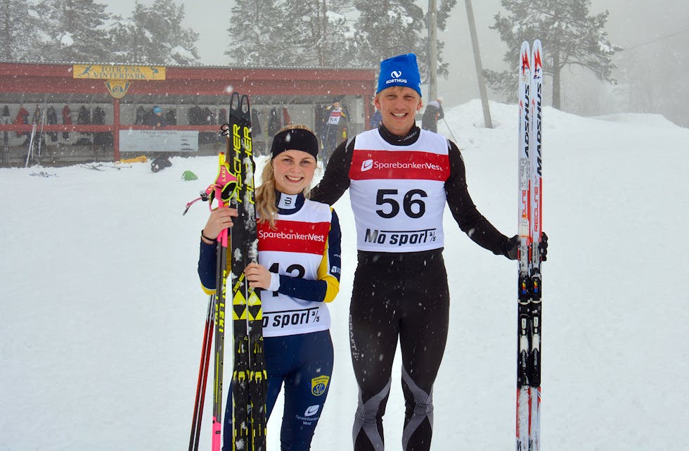 SAMNANGERMEISTRAR: Ingrid Tysseland og Joel Dyrhovden vart sesongens beste løparar. 