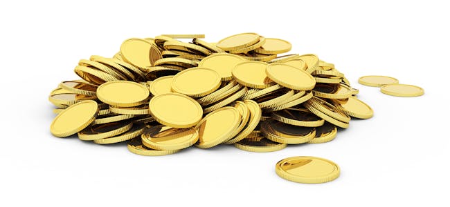 Pile of golden coins, 3d render illustration