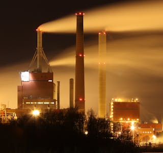 Factory smoke at night with long exposure effect