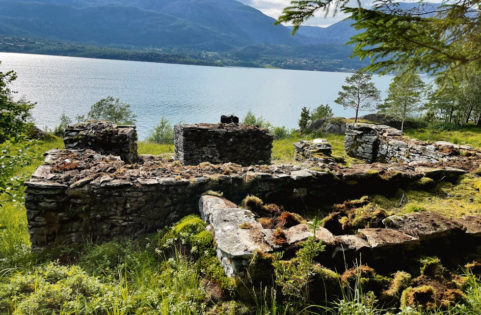 MOTSTANDSRUIN: Ein gamal grunnmur i Ervika. – Då eg har snakka med folk etterpå, har eg fått høyra om endå fleire som risikerte livet ved å husa heimefrontfolk, skriv Tor Wold i Samnanger Historielag.