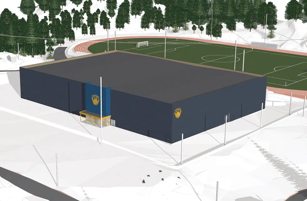 SPENNANDE: Slik kan den etterlengta hallen bli sjåande ut. Prosjektgruppa jobbar no med siste finpuss på forprosjektet, som skal presenterast for kommunestyret tysdag.